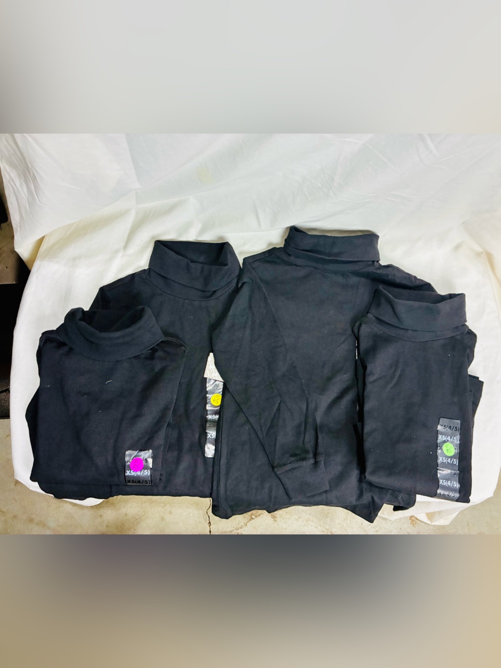 Set of 4 Kids Black Mock Neck Shirts XS 4/5